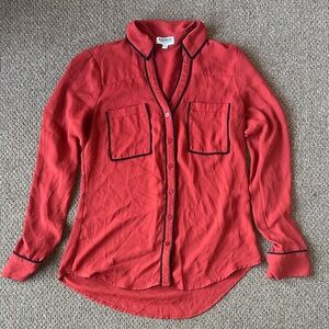Express Orange Shirt with Black Piping